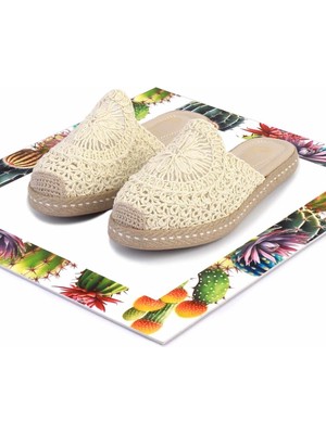 Bambi Bej Örgü   Kadın Terlik K04117165216