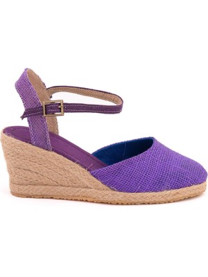 Star Tombis Topuğu Açık Bilekten Bantlı Dolgu Topuk Keten Hasır Espadril