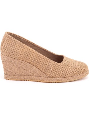 Star Tombis Hasır Keten Espadril Dolgu Topuk