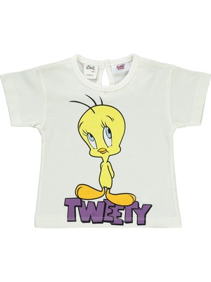 Tweety Tweetty Kız Bebek Şortlu Takım 6-18 Ay Ekru-Pembe