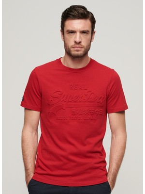 Superdry Bisiklet Yaka Baskılı Kırmızı Erkek T-Shirt M1011908A5OV_EMBOSSED Vl T Shırt