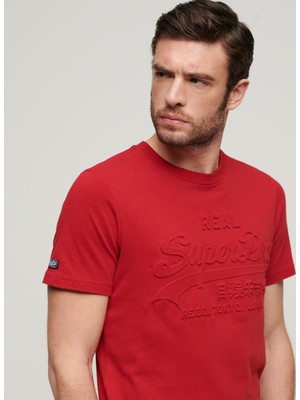 Superdry Bisiklet Yaka Baskılı Kırmızı Erkek T-Shirt M1011908A5OV_EMBOSSED Vl T Shırt