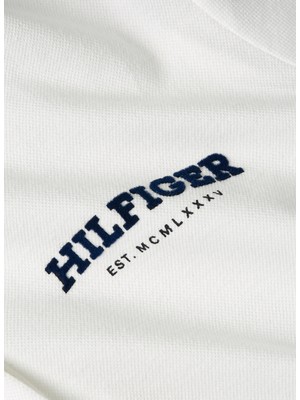 Tommy Hilfiger Beyaz Kadın Polo T-Shirt Slım Monotype Flock Polo Ss