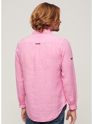 Superdry Normal Pembe Düz Erkek Gömlek M4010607ATZJ_STUDIOS Casual Lınen L