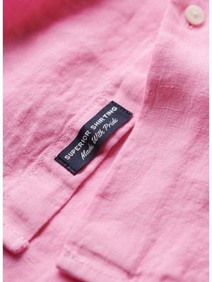 Superdry Normal Pembe Düz Erkek Gömlek M4010607ATZJ_STUDIOS Casual Lınen L