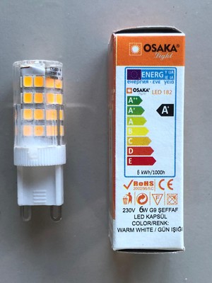 Osaka 3 Adet Osaka  220V G9 LED  6W=540 Lümen 3000 Kelvin Sarı