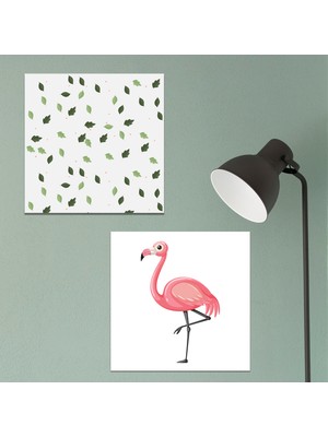 Ravino Home Flamingo Kanvas Tablo - 2 Adet- 50X50 cm