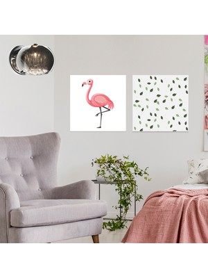 Ravino Home Flamingo Kanvas Tablo - 2 Adet- 50X50 cm