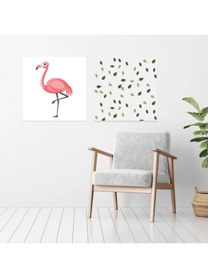 Ravino Home Flamingo Kanvas Tablo - 2 Adet- 50X50 cm