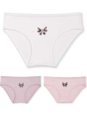 Baykar Kız Çocuk Pamuklu Renkli Baskılı Bikini Külot 3'lü Paket 5376 Renkli