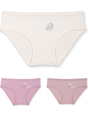 Baykar Kız Çocuk Pamuklu Renkli Baskılı Bikini Külot 3'lü Paket 5388 Renkli