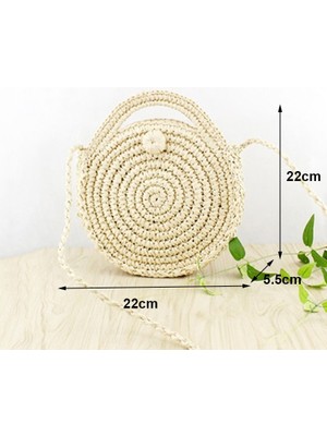 Kensen Shop Bej Tarzı4 Tarzı Yogodlns Yuvarlak Yumuşak Kağıt Halat Omuz Çantası Püskül Yaz Plaj El Yapımı Crossbody Çanta Kadın Hollow Hasır Çanta Daire Rattan Çanta (Yurt Dışından)