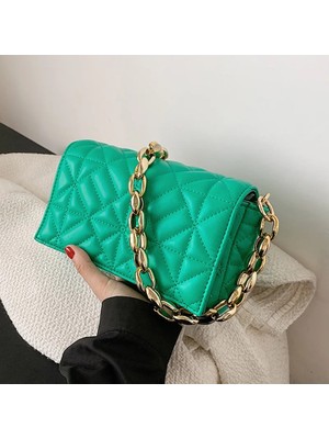 Kensen Shop Küçük Turuncu Tarzı 22CMX13CMX6CM Tasarımcı Ed Düz Renk Kalın Zincir Wome Için Kapitone Omuz Çantaları Yeni Moda Çantalar ve Çanta Debriyaj Flap Tote (Yurt Dışından)