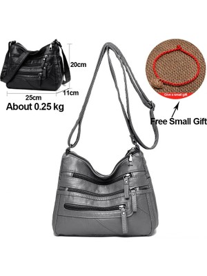 Kensen Shop Gri-Hediye Tarzı 25CMX20CMX11CM Wome Için Yeni Crossbody Omuz Çantaları Yüksek Li Deri Messenger Çanta Kadın Rahat Muhtasar Çanta ve Çanta Ana Kesesi (Yurt Dışından)