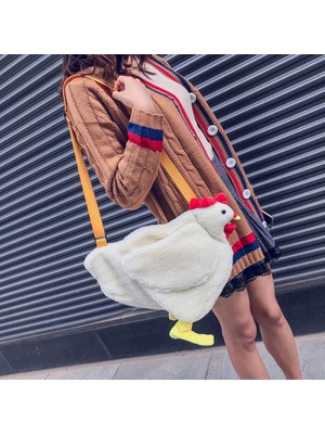 Kensen Shop Bej Bir Stil Peluş Crossbody Çanta Sevimli Cartooken Omuz Çantaları Parti Çalışma Seyahat Çantası Sevimli Bayanlar Kız Peluş Çanta Ana Kesesi (Yurt Dışından)