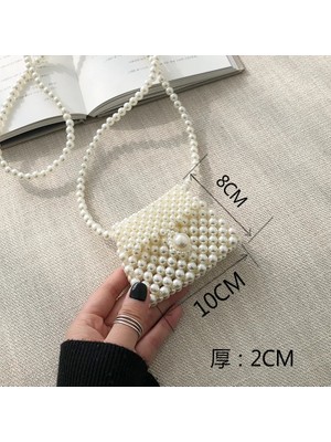 Kensen Shop A5 Stili Mini Inci Çanta El Yapımı Vintage Eva Boncuklu Moda Ziyafet Parti Omuz Çantası Kadın Düğün Çantaları Lüks Kadın Bozuk Para Cüzdanı (Yurt Dışından)