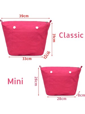 Kensen Shop Pembe Mini Tarzı Hot Selling Inner Organizer Zipper-Up Pocket For Classic Mini Obag Canvas Insert With Waterproof Coating For O Bag Accesorios (Yurt Dışından)