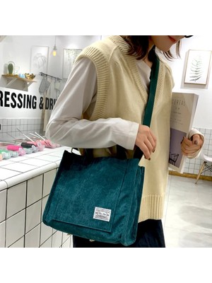 Kensen Shop Sarı Stil Kadın Omuz Çantası Alışveriş Merkezi Tote Çanta Kız Moda Çanta Düz Renk Alışveriş Çantası Vintage Basit Kitap Kadife Crossbody Çanta (Yurt Dışından)