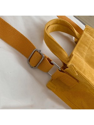 Kensen Shop Sarı Stil Kadın Omuz Çantası Alışveriş Merkezi Tote Çanta Kız Moda Çanta Düz Renk Alışveriş Çantası Vintage Basit Kitap Kadife Crossbody Çanta (Yurt Dışından)