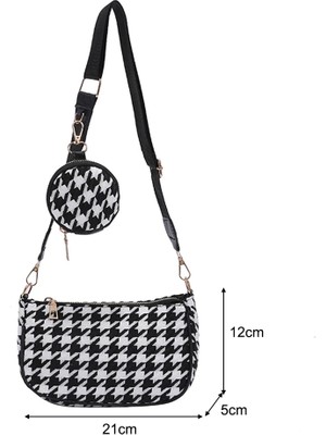 Kensen Shop Bladk Ekose Stili 24X14X5CM Kadınlar Yumuşak Pu Deri Omuz Çantası Moda Kadın Günlük Katı Zincir Koltukaltı Çantaları Bayanlar Crossbody Çanta Tote Çanta Kompozit Set (Yurt Dışından)