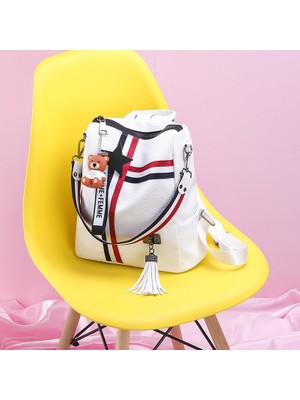 Kensen Shop DM-MM239 B Stili Beyaz Sıyah Çanta Wome Için Yeni Moda Fermuar Bayanlar Sırt Çantası Pu Deri Okul Çantası Crossbody Omuz Çantası Sizin Için (Yurt Dışından)