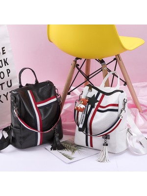 Kensen Shop DM-MM239 B Stili Beyaz Sıyah Çanta Wome Için Yeni Moda Fermuar Bayanlar Sırt Çantası Pu Deri Okul Çantası Crossbody Omuz Çantası Sizin Için (Yurt Dışından)