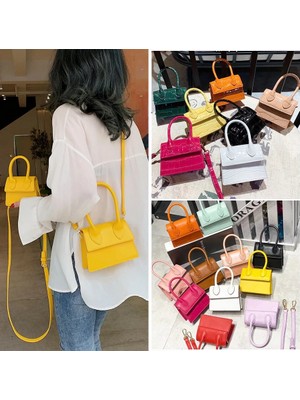 Kensen Shop B Yeşil Büyük Stil Kadın Mini Küçük Kare Çanta Moda Yeni Pu Deri Kadın Çanta Timsah Desen Zincir Omuz Messenger Çanta (Yurt Dışından)