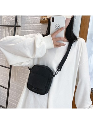 Kensen Shop Mavi Stil Tuval Kadın Crossbody Çanta Trend Alışveriş Merkezi Omuz Çanta Kore Düz Renk Öğrenci Telefon Çantası Basit Alışveriş Fermuar Çanta (Yurt Dışından)