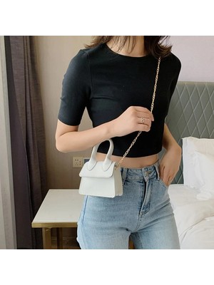 Kensen Shop H-6 Tarzı Lüks Tasarımcı Mini Çanta Kadınlar Kızlar Için Düz Renk Küçük Kare Crossbody Çanta Akşam Partisi El Çantası Çanta Kadın Deri (Yurt Dışından)