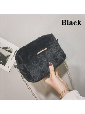 Kensen Shop Siyah Stil Kadınlar Için Faux Kürk Crossbody Çanta Sonbahar Kış Peluş Çantalar ve Çanta Kadın Omuz Çantası Kız Cüzdan Iş Seyahat Çantası (Yurt Dışından)