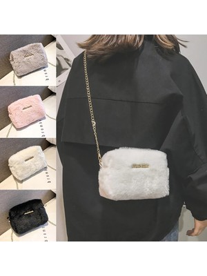 Kensen Shop Siyah Stil Kadınlar Için Faux Kürk Crossbody Çanta Sonbahar Kış Peluş Çantalar ve Çanta Kadın Omuz Çantası Kız Cüzdan Iş Seyahat Çantası (Yurt Dışından)