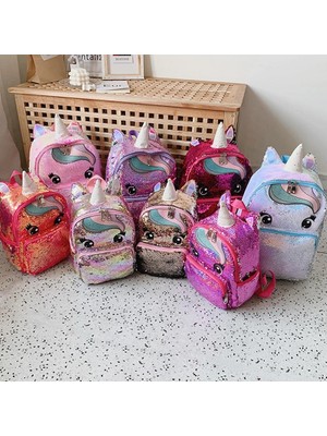 Kensen Shop Küçük Gümüş Tarzı Karikatür Sevimli Sırt Çantası Kız Çocuk Okul Çantaları Sequins Unicorn Sırt Çantası Büyük Kawaoolbags Çocuklar Sırt Çantası Mochila Mujer (Yurt Dışından)