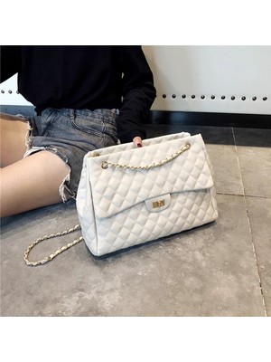 Kensen Shop Bej Tarzı 36X12X25CM Yüksek Li Kadın Pu Deri Omuz Çantası Moda Tasarımcısı Bayan Postacı Çantaları Yeni Lüks Kadın Büyük Kapasiteli Crossbody Çanta (Yurt Dışından)