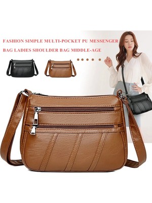 Kensen Shop M Tarzı Women Leather Shoulder Bag Multi-Pocket Mother Female Zipper Crossbody Handbags Fashion Exquisite Shopping Bag (Yurt Dışından)