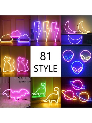 Xiyu Shop No.2 Tarzı A Neon LED Işıklar Burcu Gezegen Flaş Yıldırım Ay Neon Işık Aşk Bulut Neon Tabelalar Odası Ev Dekor Parti Lambası Duvar Işıkları (Yurt Dışından)