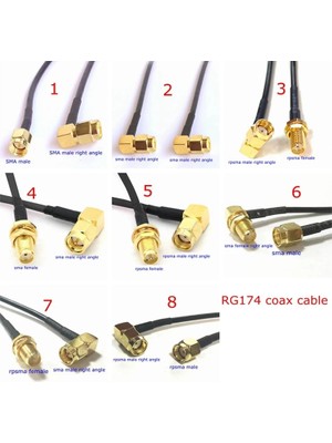 Xiyu Shop Tip3-1 Adet Tarzı 15CM RG174 Sma Sma Erkek Dişi Bağlantı Derecesi Sağ Açı Rpsma Rpsma Dişi Uzatma Kablosu Bakır Tel Için RG-174 Anten (Yurt Dışından)