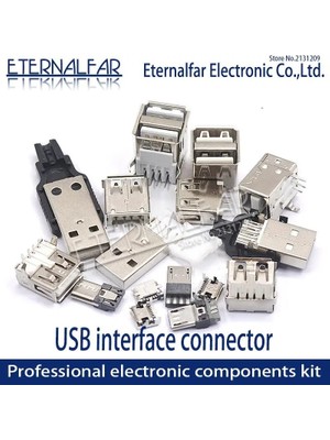 Xiyu Shop USB12 Tarzı 10 Adet-Grup USB 2.0 Arayüzü Konnektör Soketi Tip A Dişi 180 Derece Kavisli Ayak Dıp Düz Dikey Bükme Iğne Kaynak Teli Pcb Dıy (Yurt Dışından)