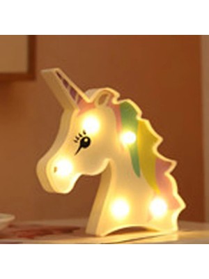 Xiyu Shop Tek Boynuzlu At 3D Gece Lambası Güzel Unicorn Parti Dekor Flamingo LED Lamba Düğün Doğum Günü Hawaii Parti Kız Yatak Odası Dekorasyon Odası Işık (Yurt Dışından)