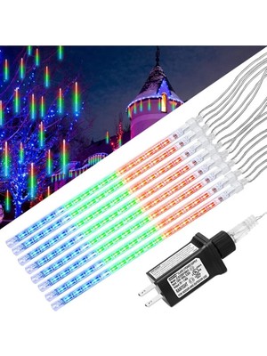 Xiyu Shop 50CM-8PCS-SET Tarzı Renkli 30 Cmcm LED Meteor Yağmuru Garland Tatil Şerit Işık Açık Su Geçirmez Peri Işıkları Bahçe Sokak Noel Dekorasyon (Yurt Dışından)