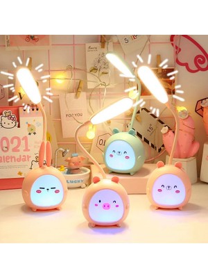 Xiyu Shop Pembe Tarzı Tavşan Karikatür Masa Lambası Göz Koruması Enerji Tasarrufu Okuma Lambası USB Şarj Uyku Gece Lambası LED Masa Lambası Çocuklar Için Hediye (Yurt Dışından)