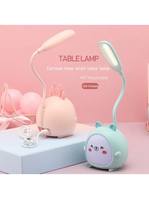 Xiyu Shop Pembe Tarzı Tavşan Karikatür Masa Lambası Göz Koruması Enerji Tasarrufu Okuma Lambası USB Şarj Uyku Gece Lambası LED Masa Lambası Çocuklar Için Hediye (Yurt Dışından)