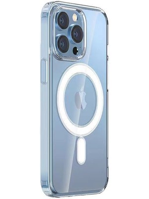 Alan Tech iPhone 14 Pro Uyumlu Magsafe Şarj Özellikli Şeffaf Sert Pc Zore Embos Kapak-Renksiz