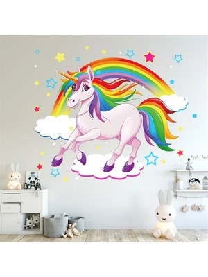 Longbang Shop No.3 Tarzı 3D Karikatür Unicorn Duvar Sticker Sanat Mural Yatak Odası Su Geçirmez Duvar Dekorasyonu Duvar Çıkartmaları Çocuk Odaları Için Ev Dekorasyon (Yurt Dışından)