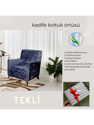 Uy Style Kadife Tek Kişilik Koltuk Örtüsü,berjer Kılıfı Lastikli