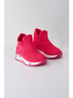 Katia & Bony Çocuk Fuşya Renkli Tabanı Yazı Baskılı Çorap Ayakkabı