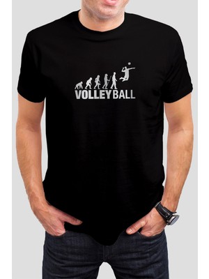 T-35 Volleyball Baskılı Siyah Unisex Tişört C383