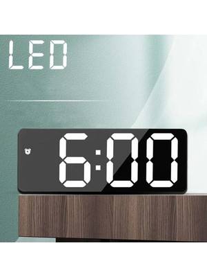 Alfalink Aynalı LED Dijital Masa Saati Termometre Alarm Takvimli Mod Ayarlı