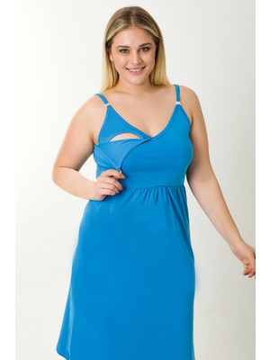 Parlingerie Hamile Lohusa Geceliği Ip Askılı Mavi