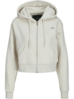 Jjxx 12258450 Jxalfa Reg Ls Every Logo Zip Hood Swt Sn Bej
