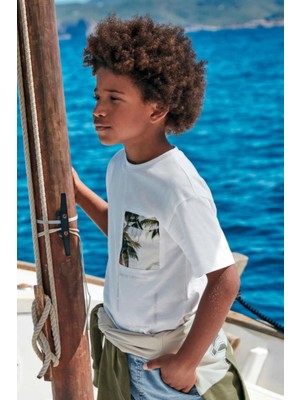Mayoral Erkek Çocuk 8-16 Yaş Kısa Kol T-Shirt 6028 Krem